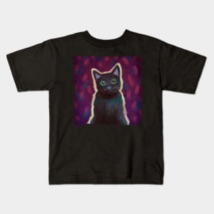 Black kitty portrait Kids T-Shirt